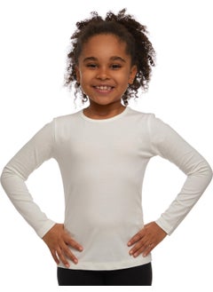 Lovetti Ecru Basic Seasonal Lycra Long Sleeve Girls T-Shirt  - Image 2
