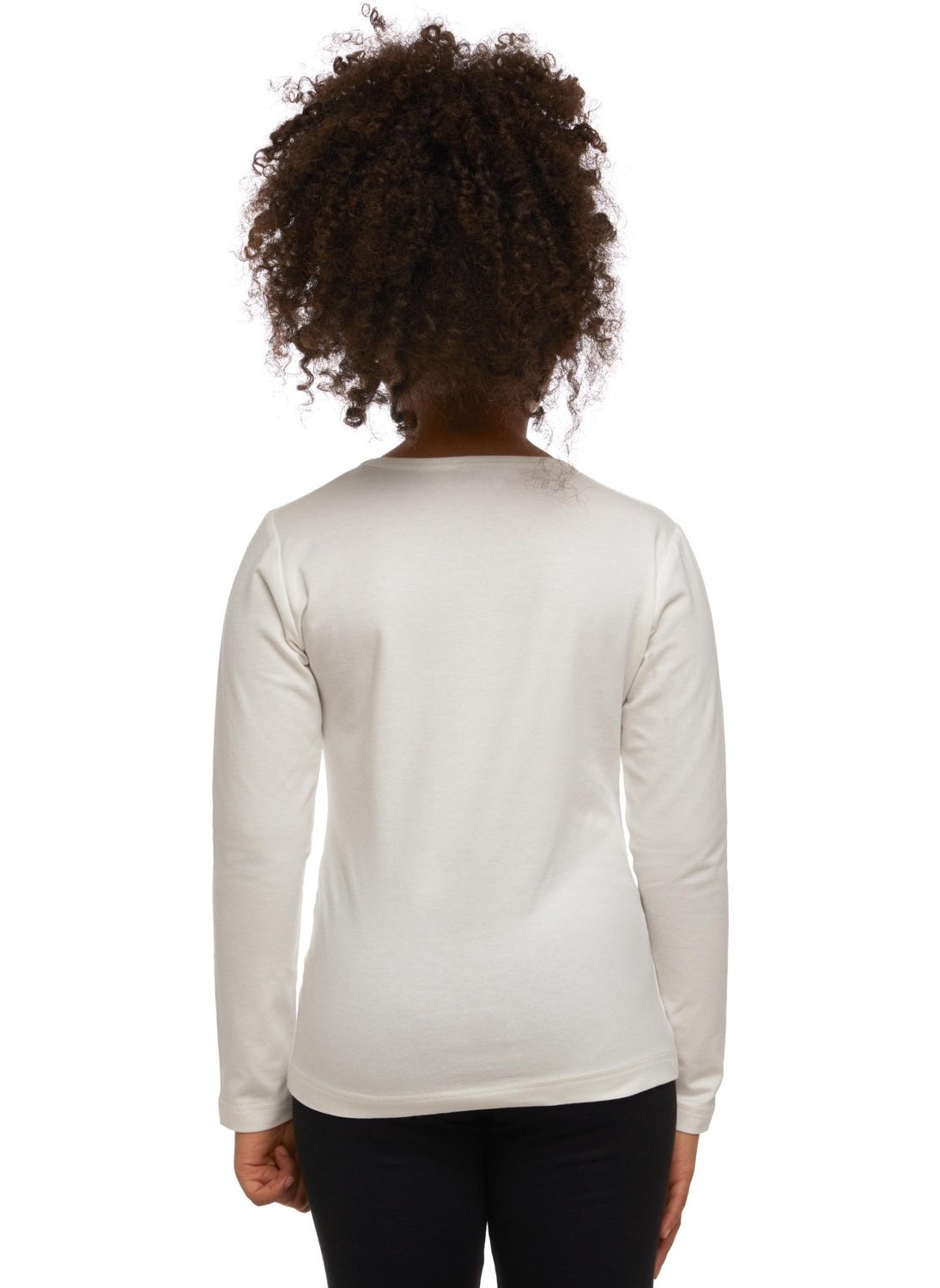 Lovetti - Ecru Basic Seasonal Lycra Long Sleeve Girls T-Shirt - Image 1