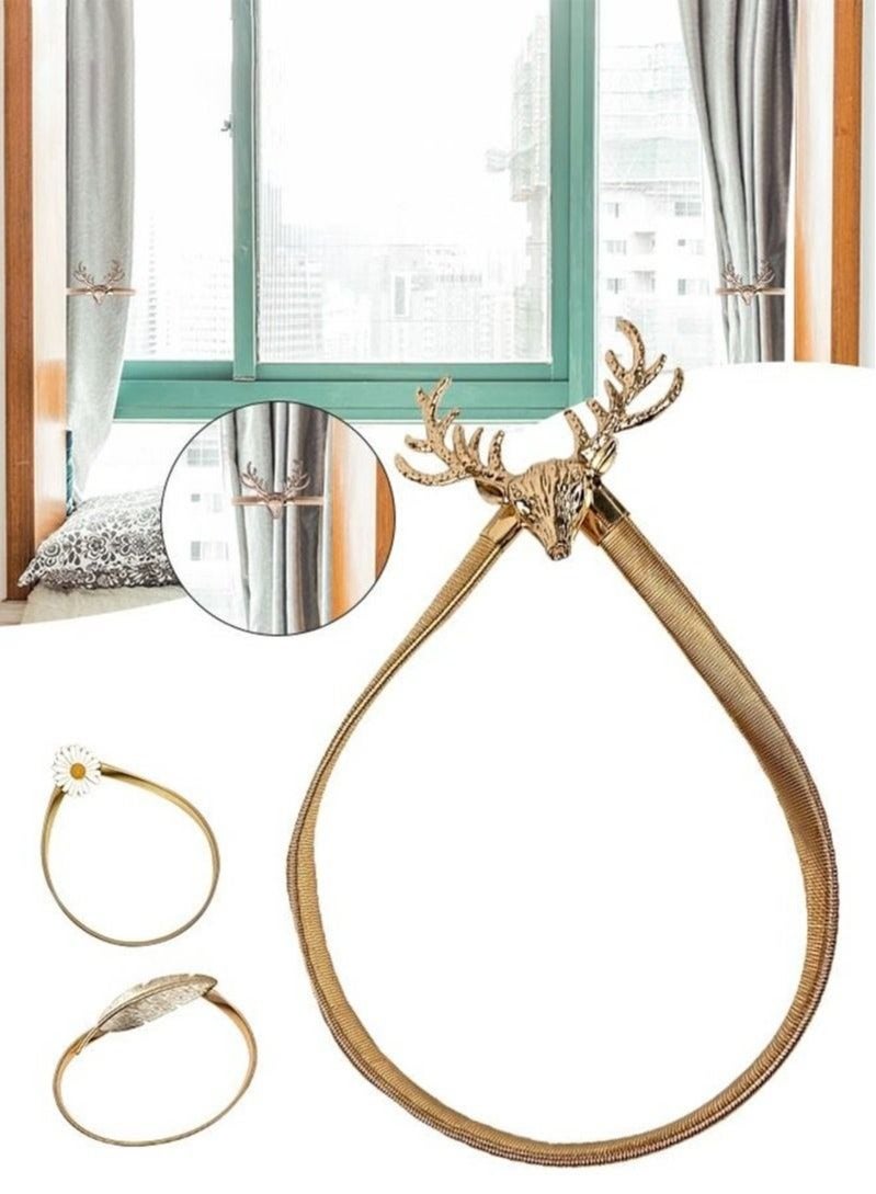 MIXDE 6-Piece Gold Curtain Tie Metal Adjustable Punch-free Holder Straps Modern Minimalist Style Home Kitchen Office Decorative Belt  - Image 5