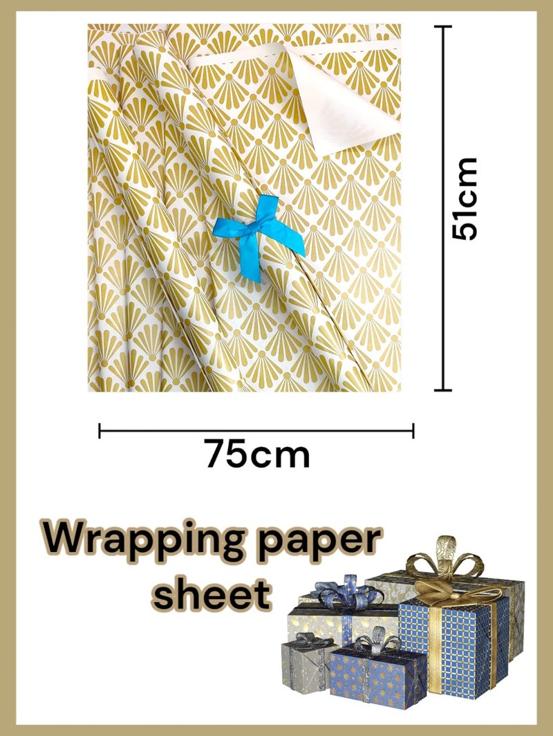 Tera13 TERA 13 Golden & White Gift Wrapping Paper Sheet, Gift Wrap Roll, Gift Cover Rapping Paper, Gift Packing Materials, Paper Bag Making Sheets, Large Gift Packing Paper (10pcs) - Image 2