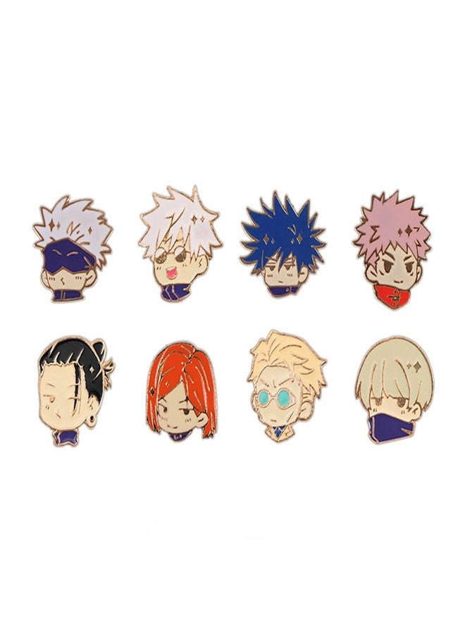 VNYIGDJS Anime JJK Pins 8PC - Anime Satoru Yuji Megumi Nanami Kento Geto Suguru Cosplay Figure Merch Pins for Backpacks - Image 1