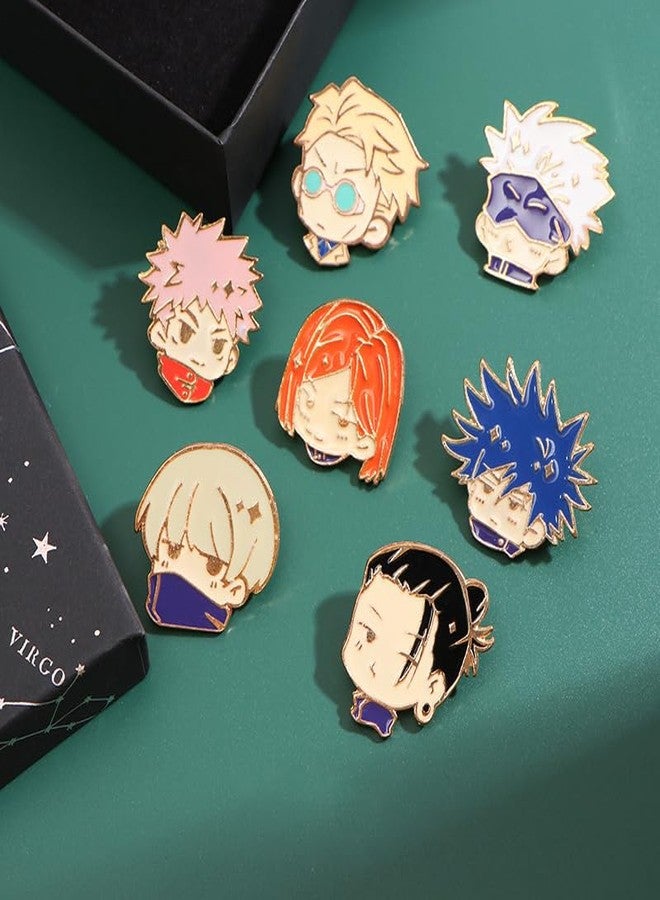VNYIGDJS Anime JJK Pins 8PC - Anime Satoru Yuji Megumi Nanami Kento Geto Suguru Cosplay Figure Merch Pins for Backpacks - Image 3