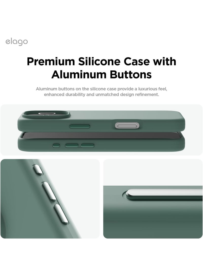 Elago Magnetic Liquid Silicone for iPhone 16 PRO Case Cover Compatible with MagSafe Shockproof - Midnight Green - Image 3