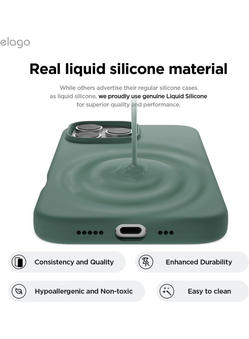 Elago Magnetic Liquid Silicone for iPhone 16 PRO Case Cover Compatible with MagSafe Shockproof - Midnight Green - Image 5