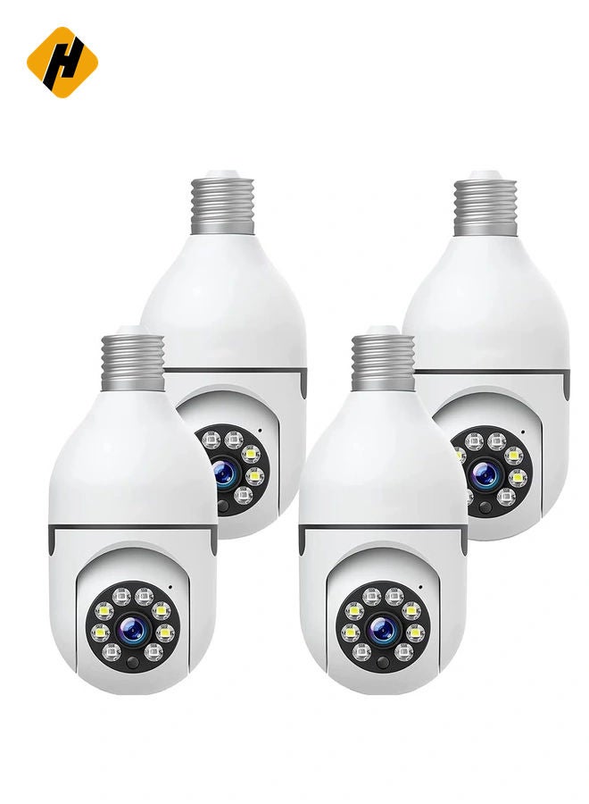 HuHa WiFi Light Bulb Camera 360 Degree Wireless Outdoor Security Camera Home Surveillance Cam with 1080P Color Night Vision Human Motion Detection(4-PCS)  - Image 1
