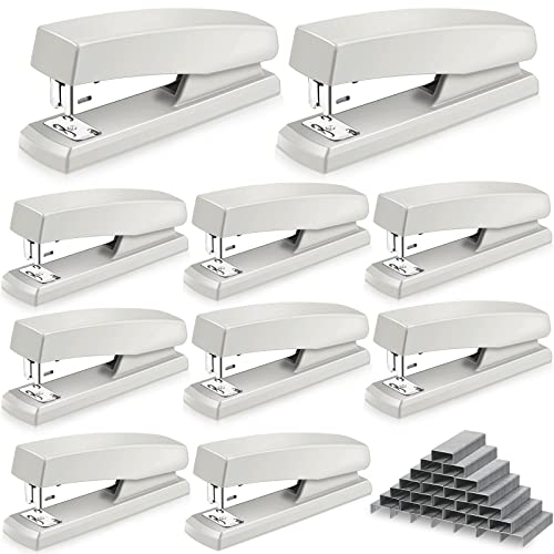 Marspark 10 Pcs Stapler for Desk Office Staplers Bulk with 6000 Staples 25 Sheet Capacity for School Office (White) - Image 1