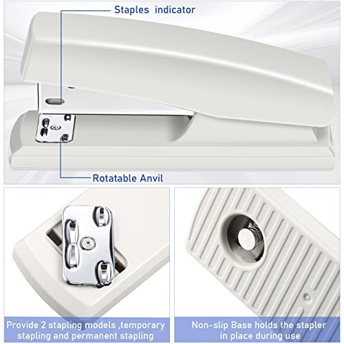Marspark 10 Pcs Stapler for Desk Office Staplers Bulk with 6000 Staples 25 Sheet Capacity for School Office (White) - Image 3