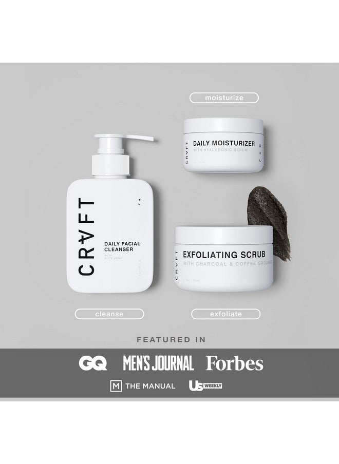 Hair Craft Co. - Crvft Men’S Facial Care Kit Aloe Vera Face Wash 3Oz Hyaluronic Moisturizer 1Oz Charcoal Exfoliating Scrub 1.7Oz 3 Piece Complete Daily Skin Care System Look + Feel Your Best [Scented] - Image 1