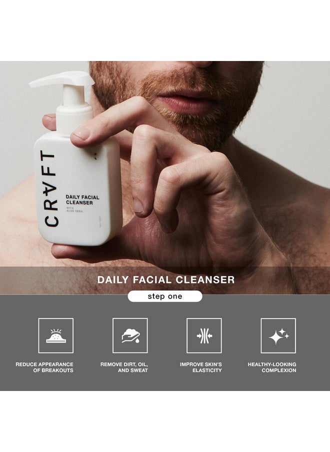 Hair Craft Co. - Crvft Men’S Facial Care Kit Aloe Vera Face Wash 3Oz Hyaluronic Moisturizer 1Oz Charcoal Exfoliating Scrub 1.7Oz 3 Piece Complete Daily Skin Care System Look + Feel Your Best [Scented] - Image 1