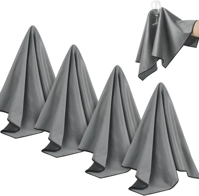 Sinland Microfiber Glass Polishing Cloths Large Size Thick Lintless Drying Towels for Wine Glasses Stemware Dishes Stainless Appliances 19.5 Inch X 23.5 Inch Pack of 4 Dark Grey - Image 1