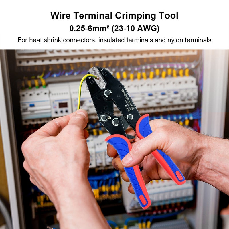 Quick Change Crimping Tool 0.25-6mm² (23-10 AWG) Multifunction Ratcheting Wire Crimper Pliers for Heat Shrink Connectors Insulated and Nylon Terminals - Image 4