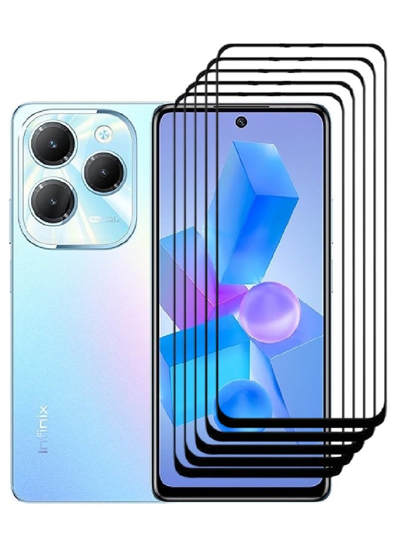AINA 5 Pieces Tempered Glass Screen Protector 5D Designed For Infinix Hot 40 Full Glue Edge to Edge Full Screen Coverage And Bubble Free - Image 1
