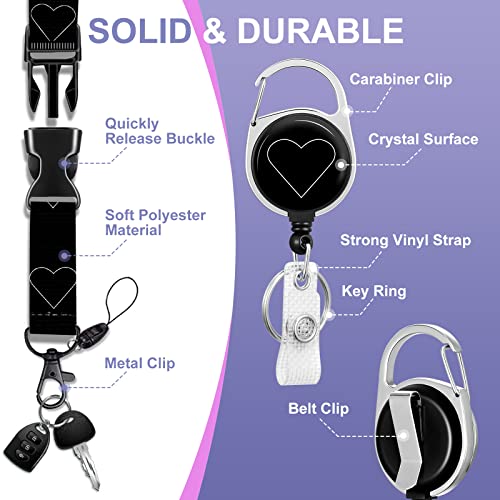 Toykee ID Badge Holder with Lanyard and Retractable Badge Reel Clip, Love Heart Card Name Tag Lanyard Vertical ID Protector Bage Clips for Nurse Nursing Doctor Teacher Student Black - Image 4
