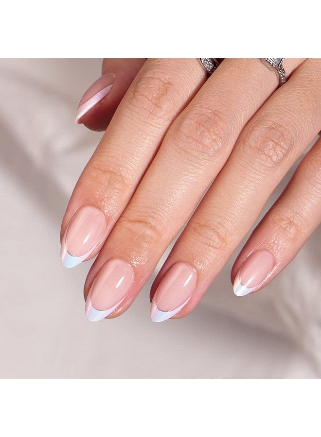 بي تي آرت بوكس اضغط على الأظافر بطرف فرنسي، اضغط باللون الأبيض على الأظافر، أظافر وهمية قصيرة لوزية مع غراء أظافر مناسب تمامًا وطبيعي، عصا قابلة لإعادة الاستخدام على الأظافر في 16 مقاسًا حورية البحر - Image 3