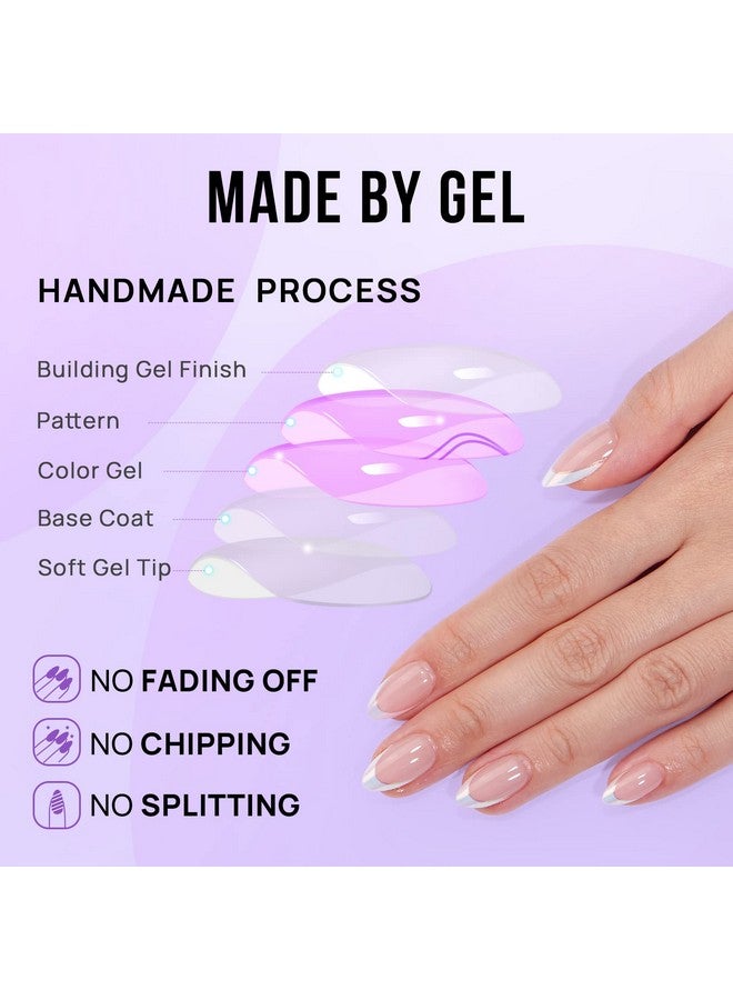 بي تي آرت بوكس اضغط على الأظافر بطرف فرنسي، اضغط باللون الأبيض على الأظافر، أظافر وهمية قصيرة لوزية مع غراء أظافر مناسب تمامًا وطبيعي، عصا قابلة لإعادة الاستخدام على الأظافر في 16 مقاسًا حورية البحر - Image 4