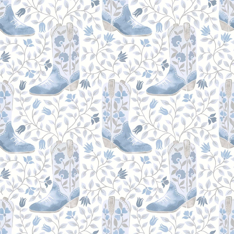 RoomMates Cowgirl Like Me Blue Peel and Stick Wallpaper by RoomMates, RMWS1260 - Image 1