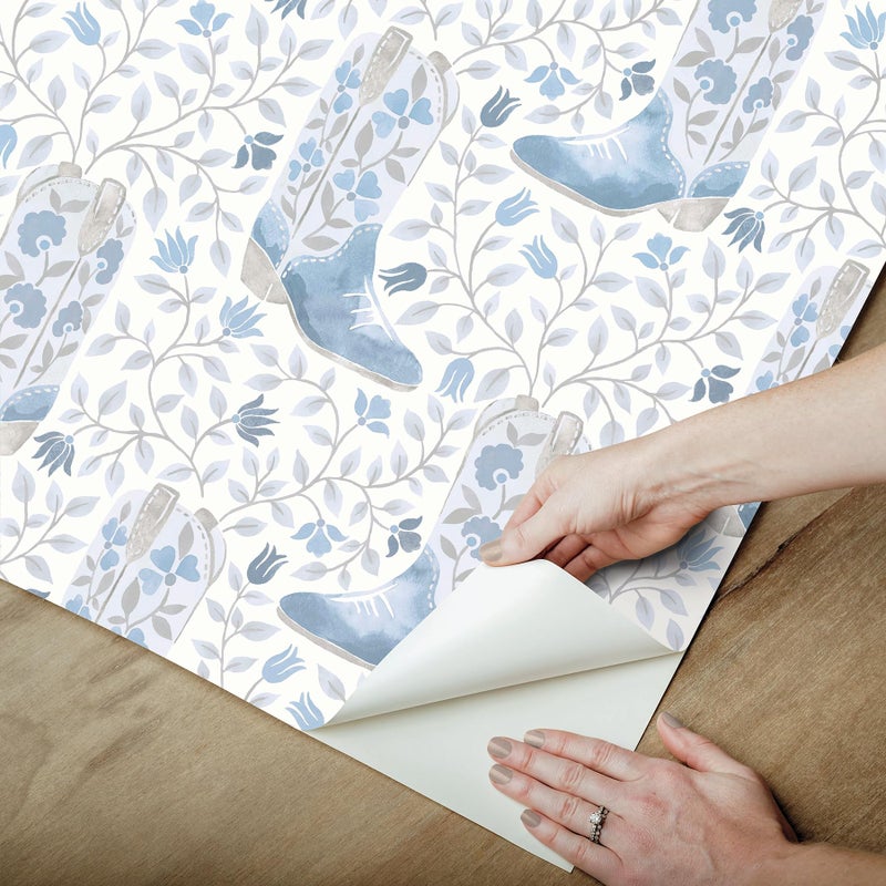 RoomMates Cowgirl Like Me Blue Peel and Stick Wallpaper by RoomMates, RMWS1260 - Image 5