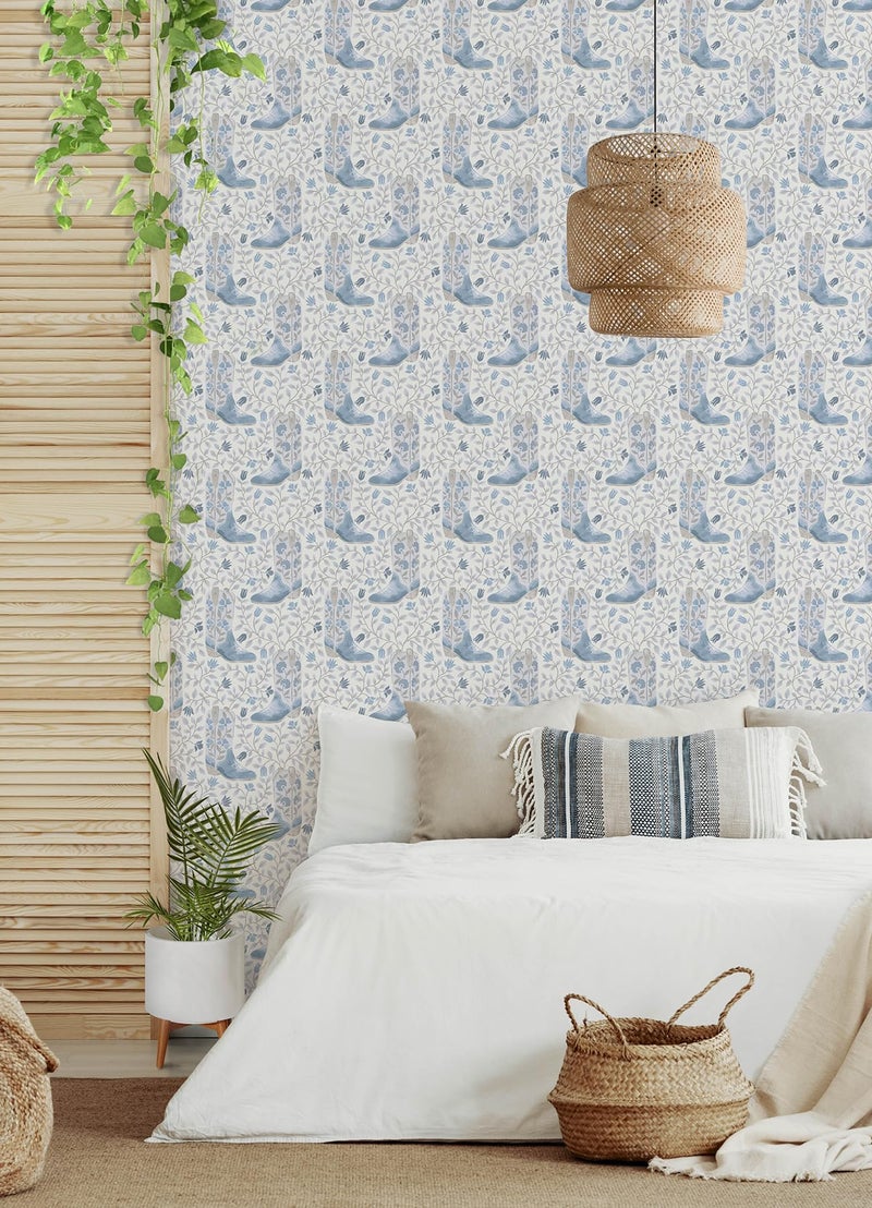 RoomMates Cowgirl Like Me Blue Peel and Stick Wallpaper by RoomMates, RMWS1260 - Image 4