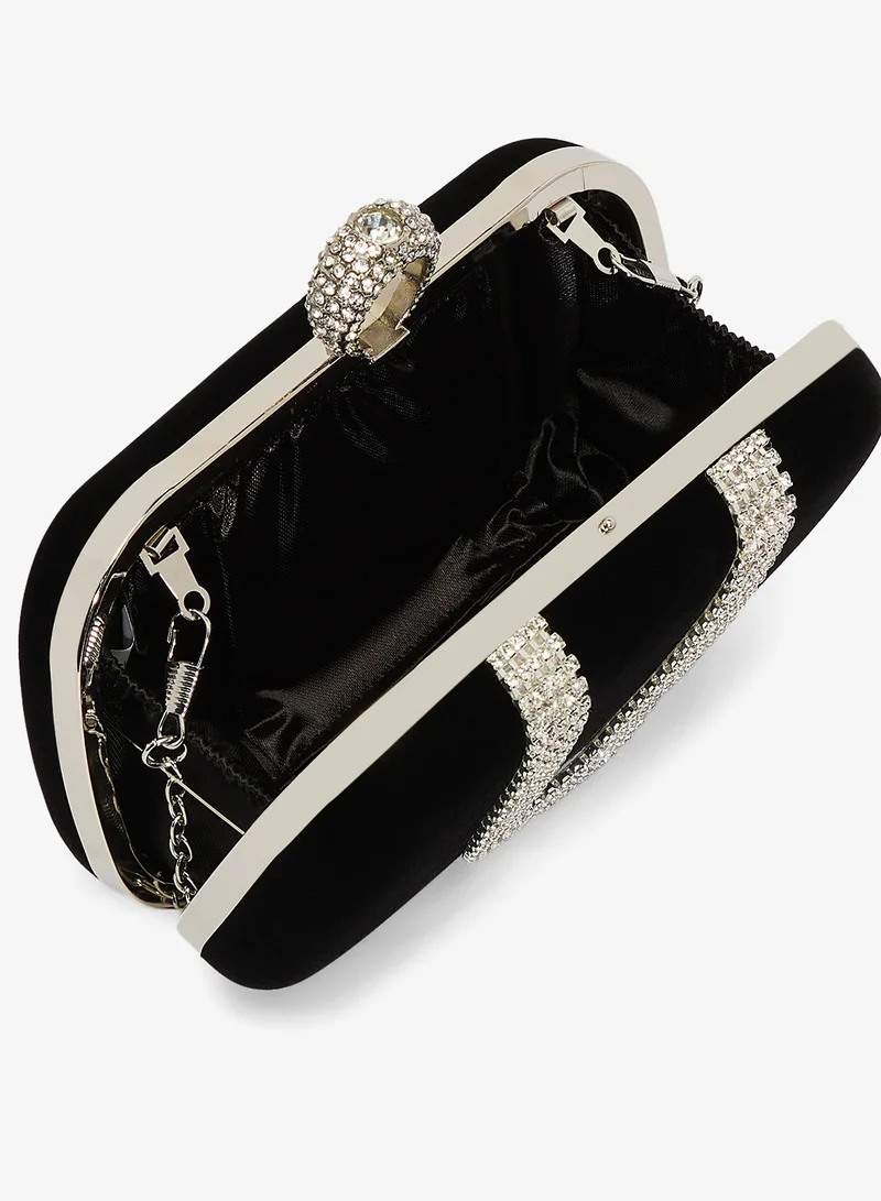 Khizana  Silver Rhinestone Diamonte Embellished Clutch for Women | Best Price UAE
