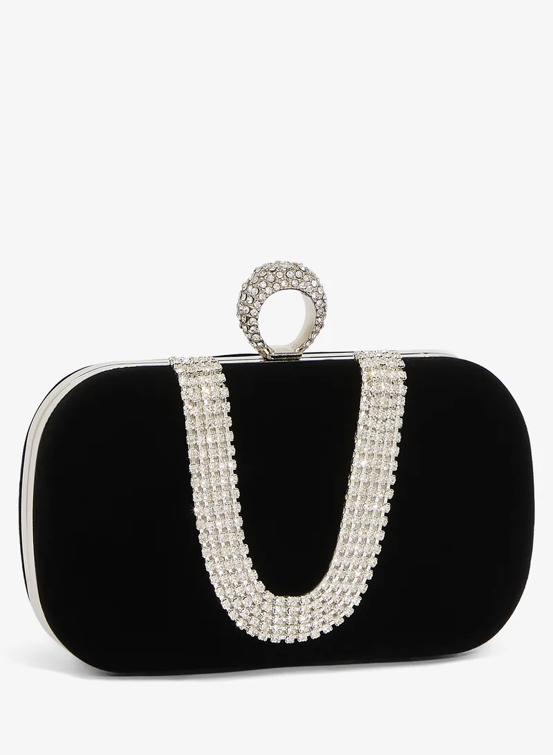 Khizana  Silver Rhinestone Diamonte Embellished Clutch for Women | Best Price UAE