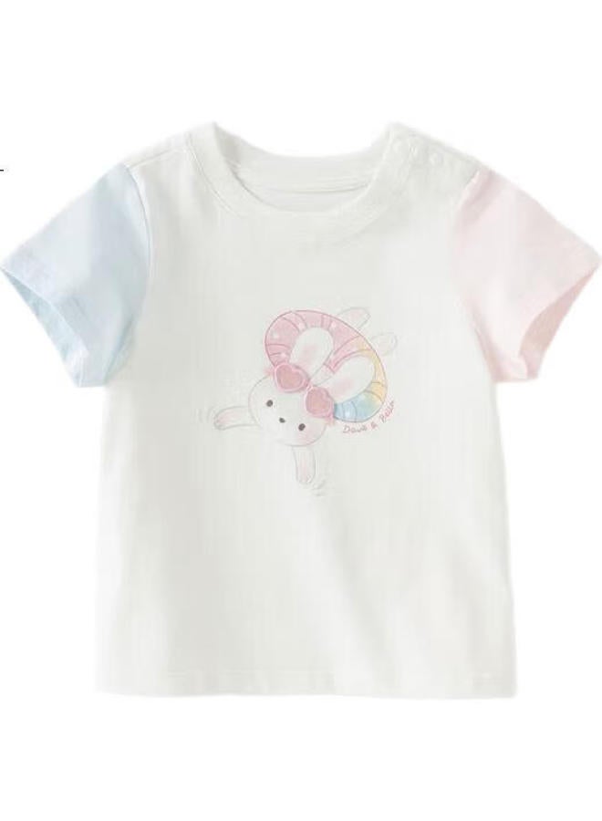 Dave & Bella David Bella Children'S Short Sleeve T-Shirt Girls' Stylish Top Baby Girl Summer Cotton Undershirt - Image 1
