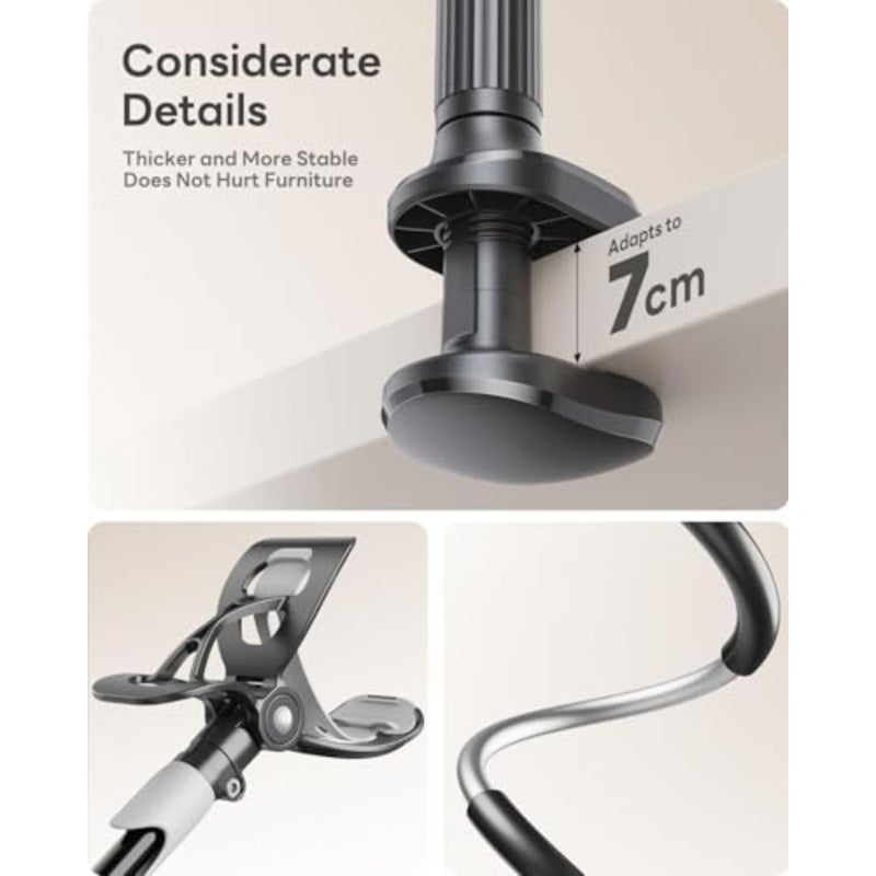 Gooseneck Bed Phone Holder, Flexible Long Arm Phone Mount for Desk, Clip Bracket Clamp Stand, iPhone Stand, Mobile Cell Phone Stand Document Camera Nintendo Switch - Image 3