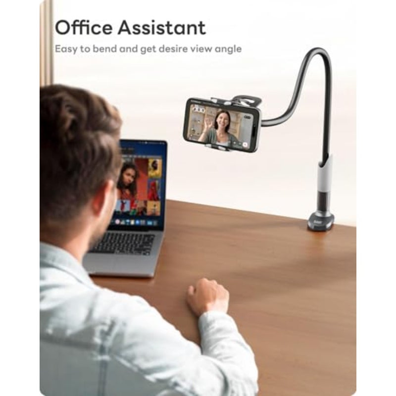 Gooseneck Bed Phone Holder, Flexible Long Arm Phone Mount for Desk, Clip Bracket Clamp Stand, iPhone Stand, Mobile Cell Phone Stand Document Camera Nintendo Switch - Image 4