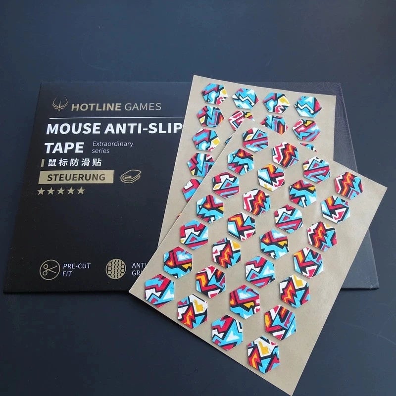 ألعاب الخط الساخن ماوس Hotline Games Hexagon Anti-slip Grip Tape DIY Version for Gaming Mouse, 56 Pieces, Grip Upgrade, Moisture Wicking - Image 1