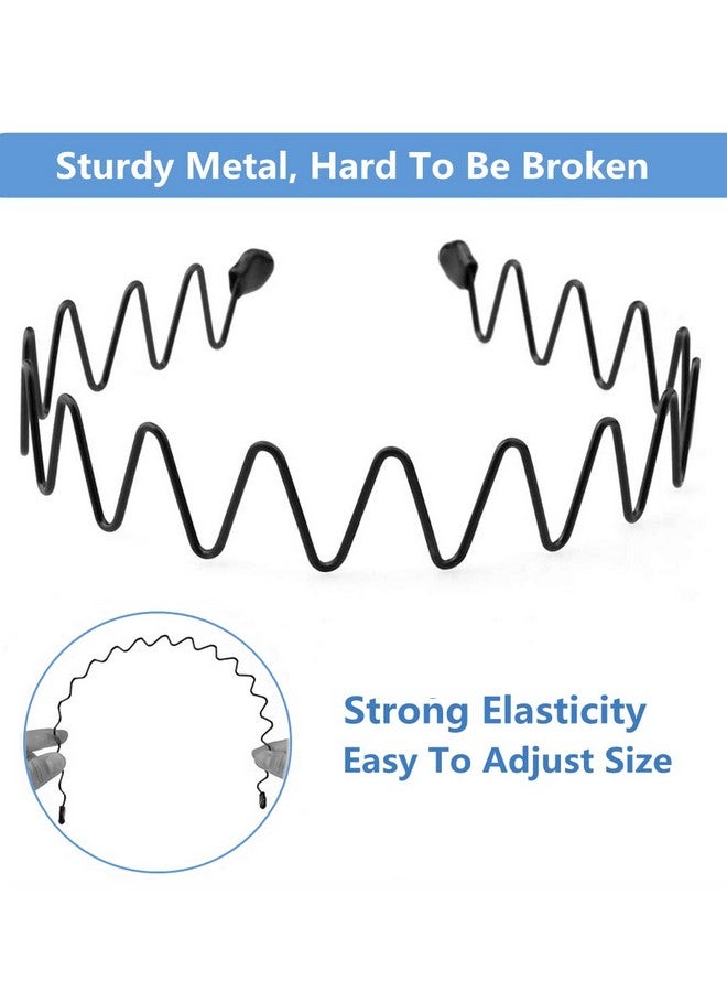 bodbop XINGZHE Metal Hair Band Men Headband Women'S Fashion Elastic Stylish Sports Hairband Head Hoop With Non Slip Wavy Teeth Black - Image 3