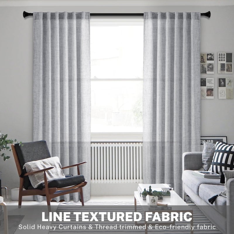 MEETBILY Grey Curtains 96 Inches Long for Living Room 2 Panels Set Back Tab Modern Farmhouse Boho Linen Light Gray Curtain Panels Light Filtering Sheer Window Drapes for Sliding Glass Door - Image 5