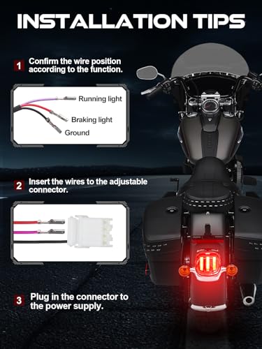 AUDEXEN LED Strobe Brake Tail Light Rear Motorcycle Taillights Compatible with Harley Dyna Sportster Road King Fatboy Electra Glide Heritage Softail Touring Sportster - Image 4
