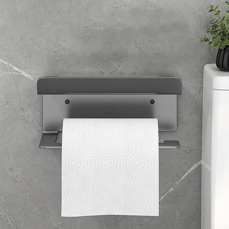 iplusmile Toilet Paper Holder Wall Mount with Shelf Iron Material No Drilling Bathroom Tissue Rack Storage Organizer Gray for Home and Kitchen - Image 5