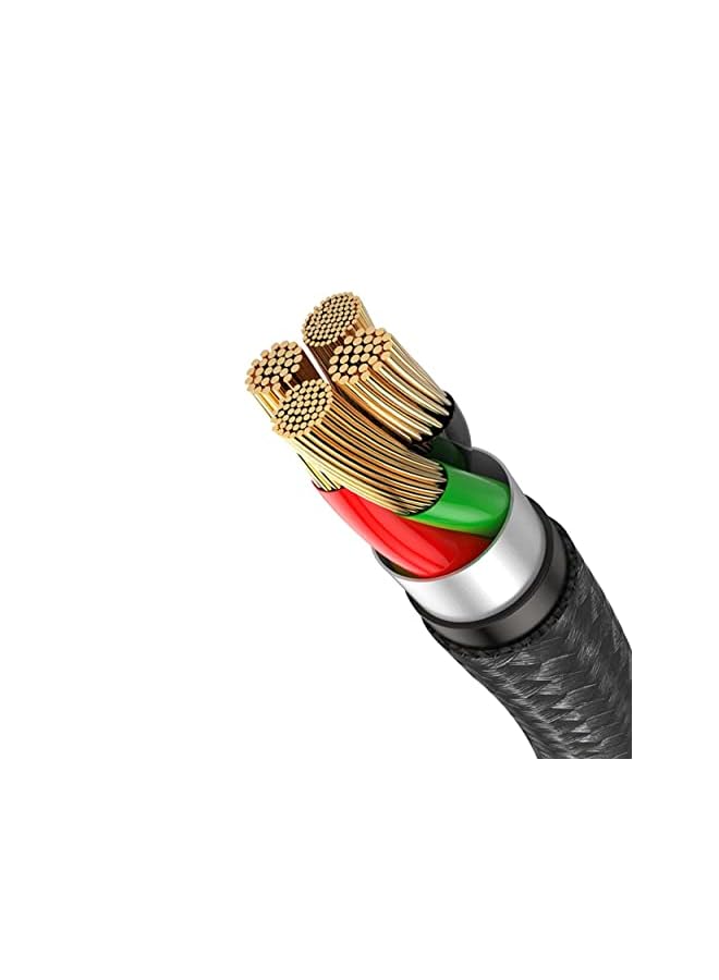 LAZOR Titan 3 In 1 Fast Charging Cable With Durable Nylon Braided Wire C58 Black- 1M - Image 2