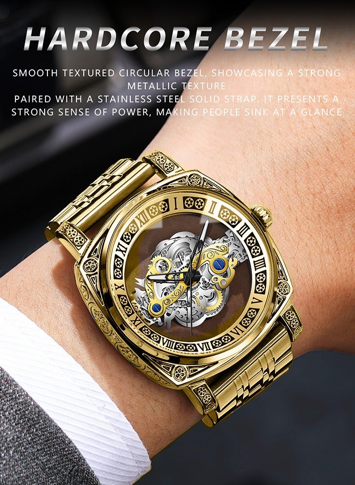 BINBOND Watches for Men Skeleton Quartz Wristwatch Hollow Skeleton Retro Man Clock Top Brand Luxury Clock Men Watches - Image 2