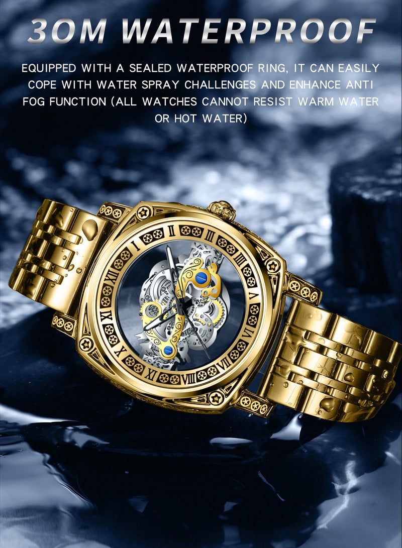 BINBOND Watches for Men Skeleton Quartz Wristwatch Hollow Skeleton Retro Man Clock Top Brand Luxury Clock Men Watches - Image 4