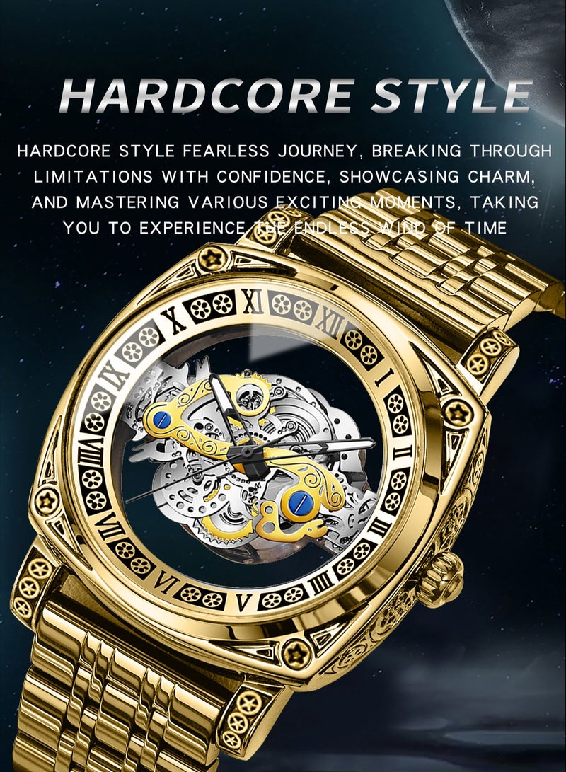 BINBOND Watches for Men Skeleton Quartz Wristwatch Hollow Skeleton Retro Man Clock Top Brand Luxury Clock Men Watches - Image 5