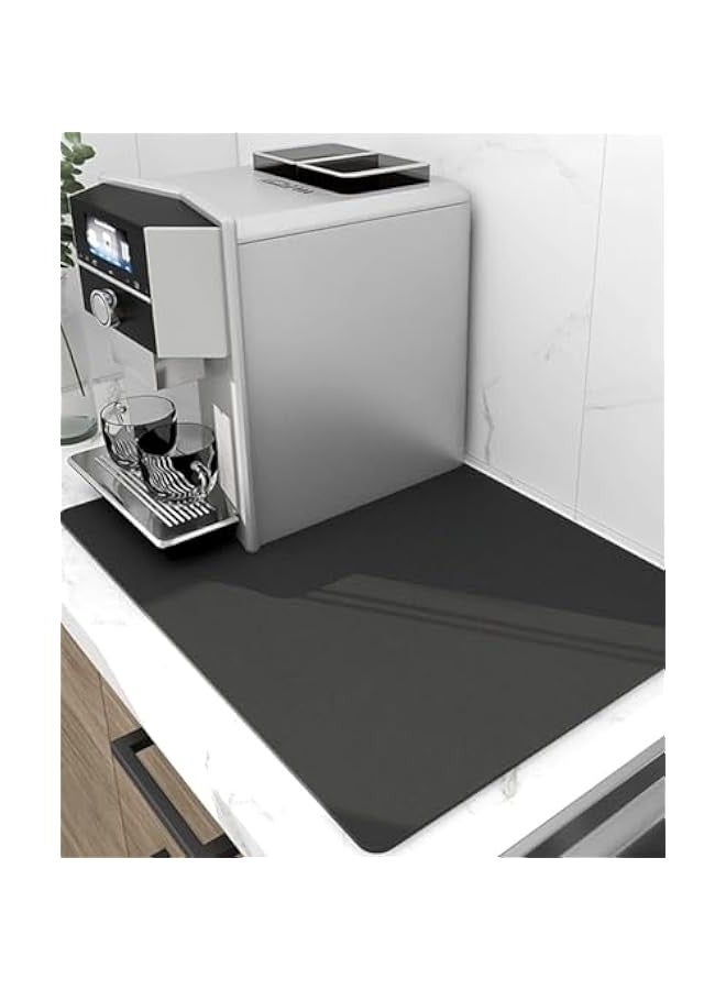 Beauenty Coffee Mat for Countertop, Super Absorbent Large Bar Mat - Quick Dry Black Dish Drying Mat for Kitchen Counter, Easy Clean CoffeeBar Accessories Fit Under Coffee Maker Espresso Machine - Image 1