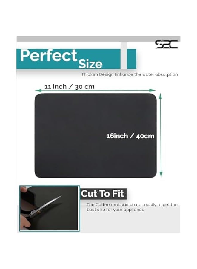 Beauenty Coffee Mat for Countertop, Super Absorbent Large Bar Mat - Quick Dry Black Dish Drying Mat for Kitchen Counter, Easy Clean CoffeeBar Accessories Fit Under Coffee Maker Espresso Machine - Image 2