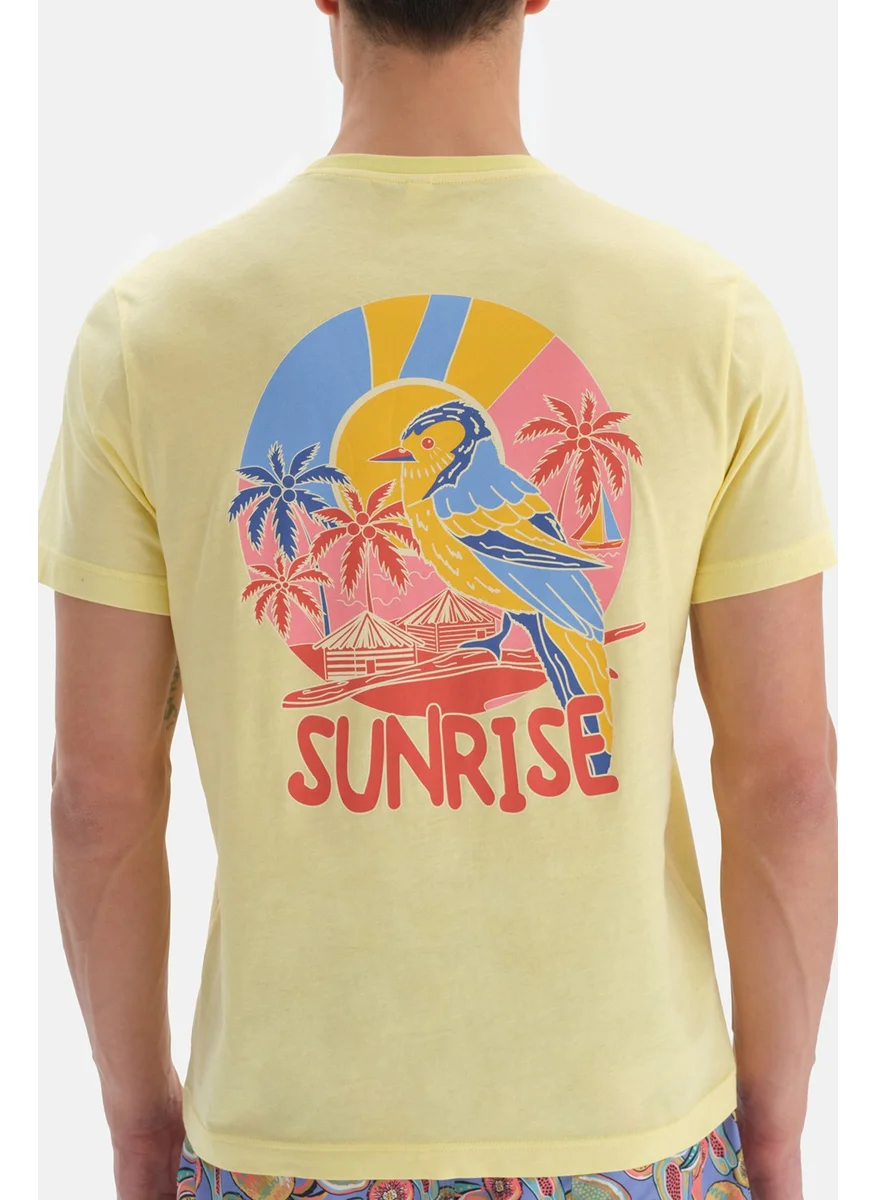 dagi Light Yellow Printed O Neck T-Shirt