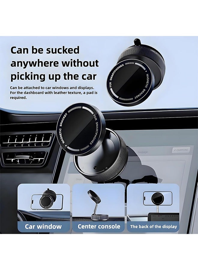 Hihonor Car Upgraded Mount for MagSafe, [80+LBS Strongest Suction & 2500gf Strongest Magnetic] 360°Adjustable Cell Phone Holder, with 2pcs Ring-Shaped Magnet Sticker, fit for All Phone Models & Cars(Black)  - Image 3
