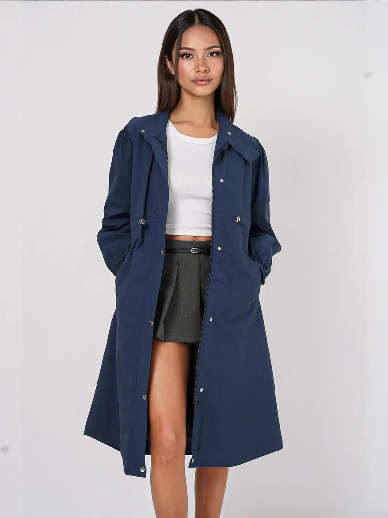 بيغ دارت معطف ترنش طويل مبطن بياقة مطوية
