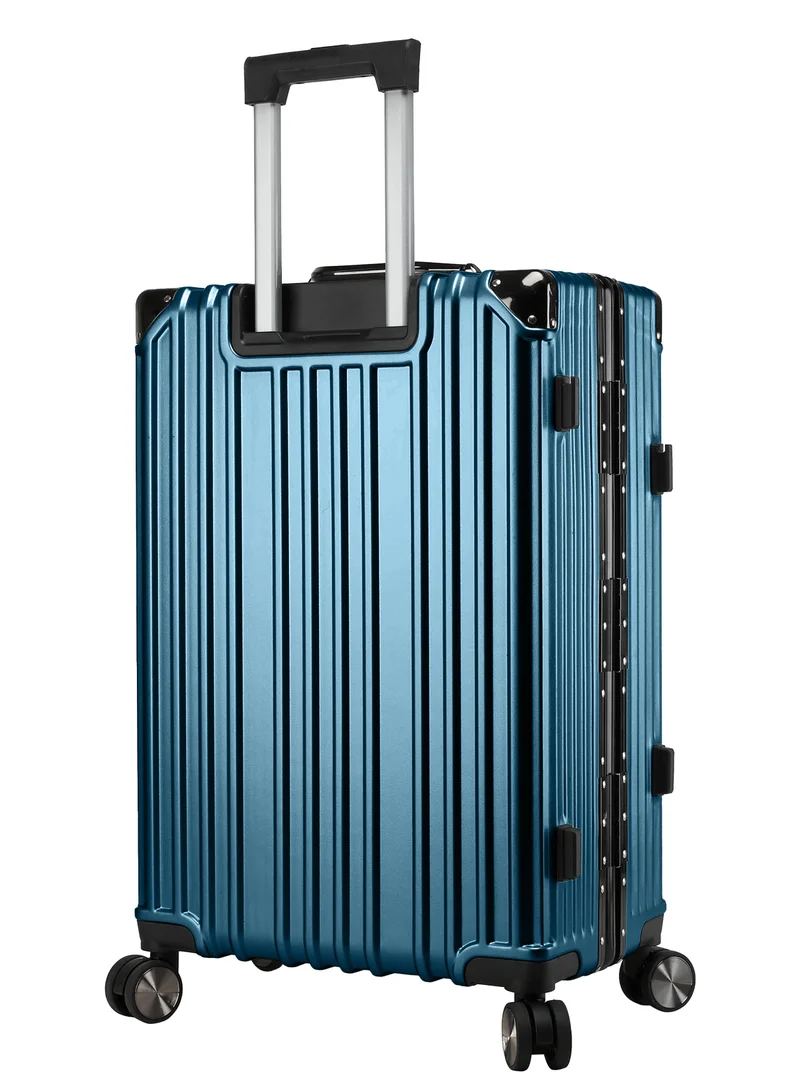 كابينبرو Lightweight Aluminum Frame Fashion Trolley Luggage Set of 3 Polycarbonate Hard Case Suitcase with 4 Quite 360° Double Spinner Wheels CP001 Dark Blue