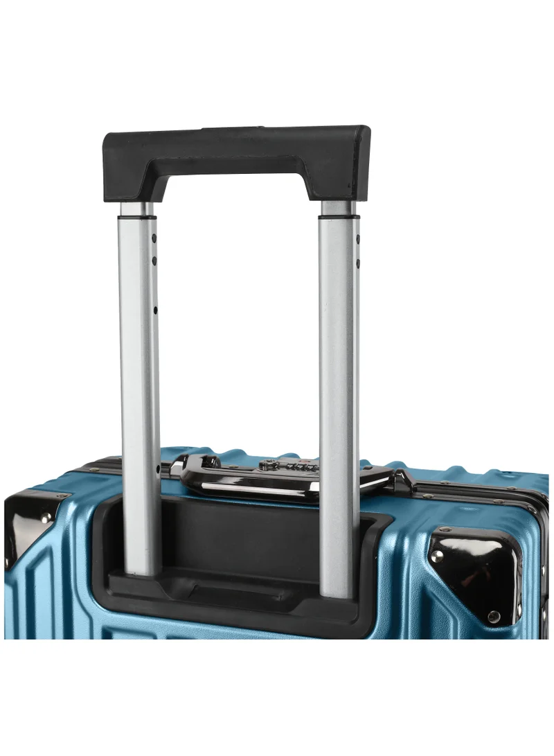 كابينبرو Lightweight Aluminum Frame Fashion Trolley Luggage Set of 3 Polycarbonate Hard Case Suitcase with 4 Quite 360° Double Spinner Wheels CP001 Dark Blue