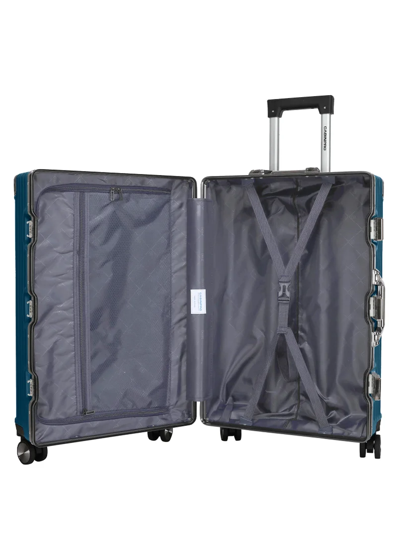 كابينبرو Lightweight Aluminum Frame Fashion Trolley Luggage Set of 3 Polycarbonate Hard Case Suitcase with 4 Quite 360° Double Spinner Wheels CP001 Dark Blue