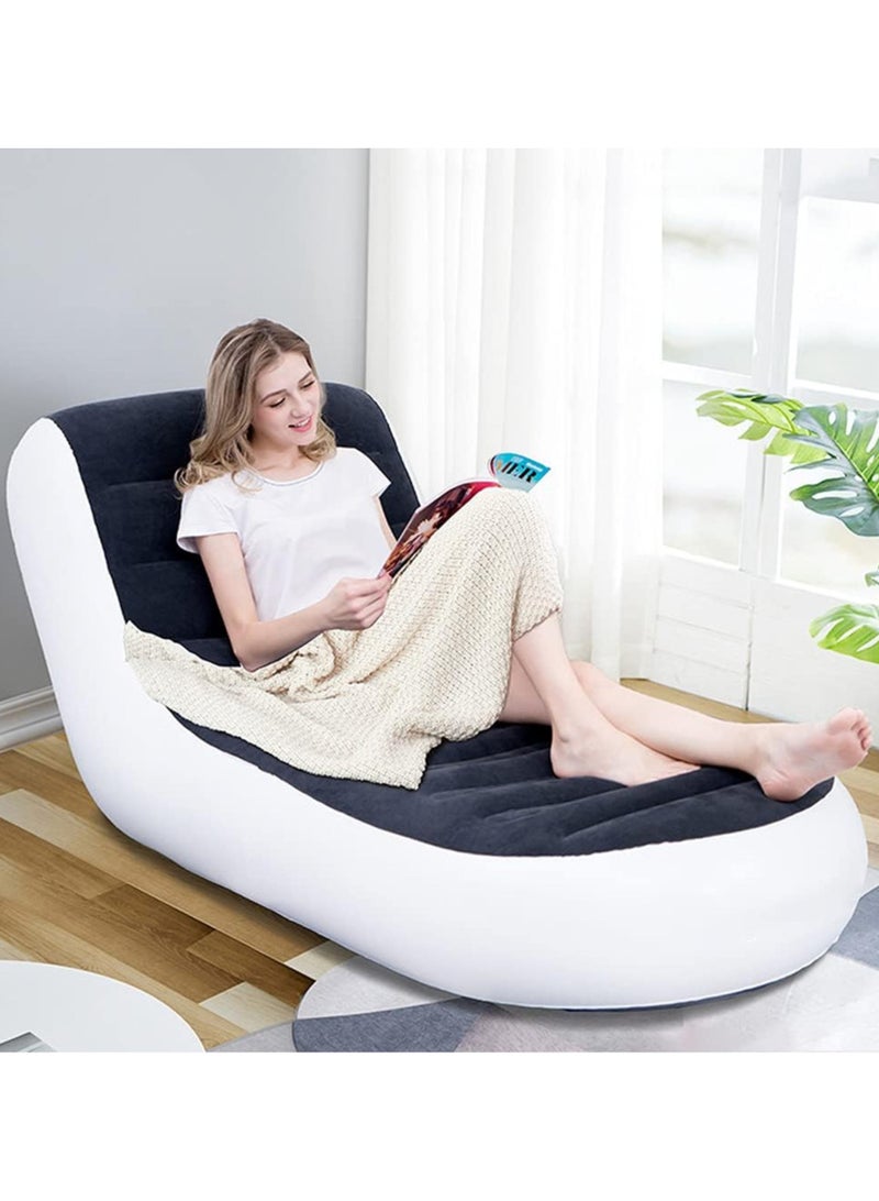 Generic Inflatable Lounger Sofa, Portable Single Casual Comfortable Air Sofa Bed Tatami with Curved Backrest for Home Outdoor Beach Travel Camping - Image 1
