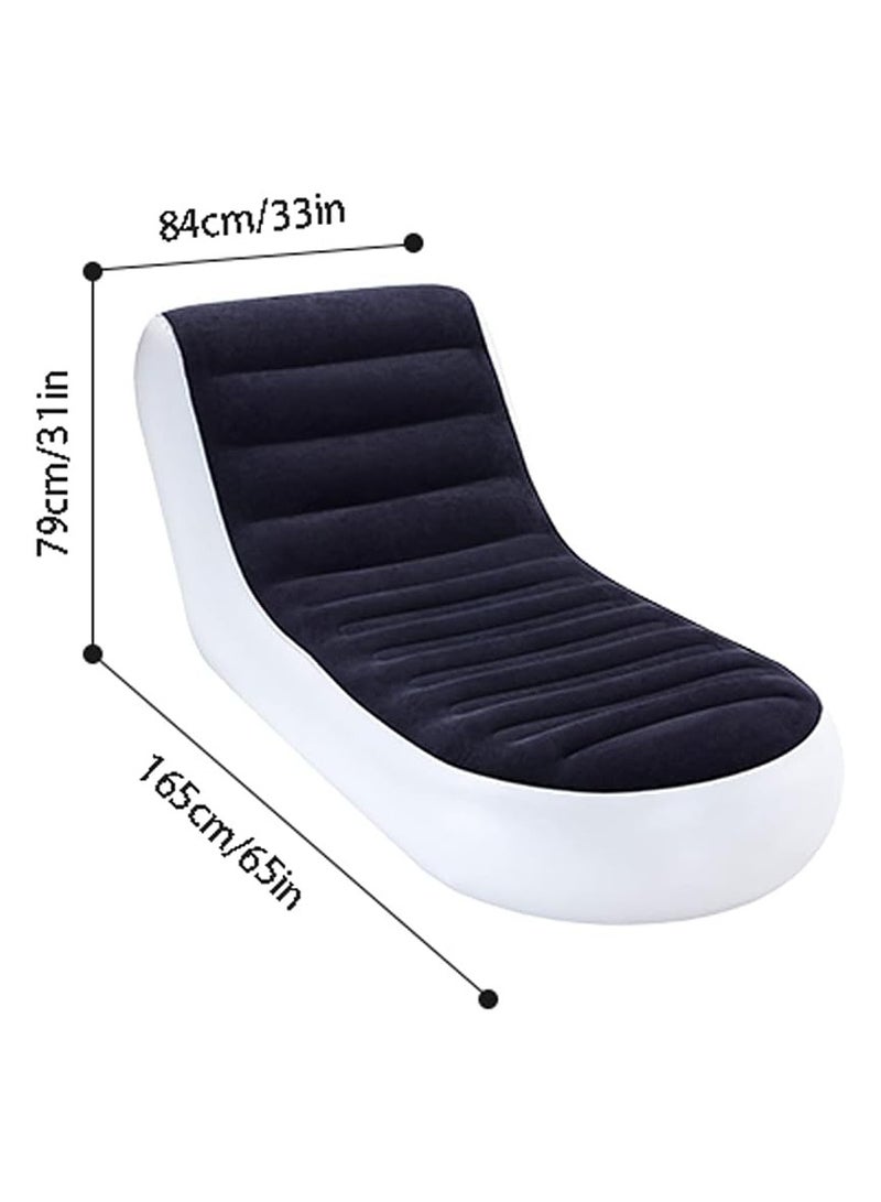 Generic Inflatable Lounger Sofa, Portable Single Casual Comfortable Air Sofa Bed Tatami with Curved Backrest for Home Outdoor Beach Travel Camping - Image 2