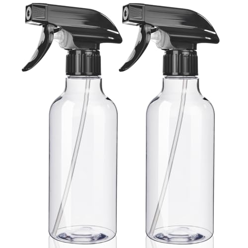 Uineko Spray Bottles 2-Pack, 10 Oz, Mist & Stream, Heavy Duty Spraying Empty Water Sprayer Bottle, BPA Free Plastic Refillable Containers for Cleaning Solutions, Plants, Hair, Essential Oils (Clear) - Image 1