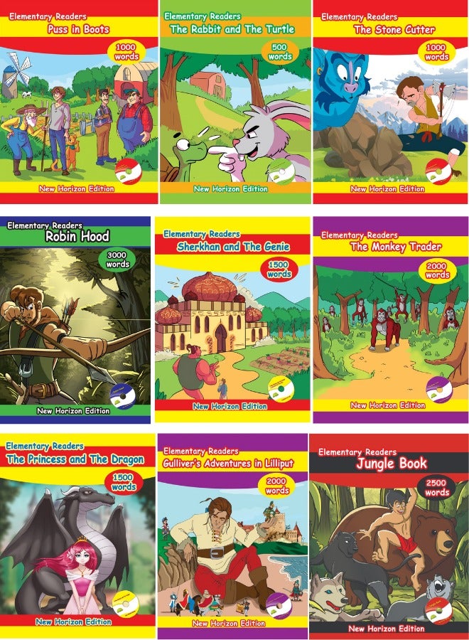 Educational Story Collection for Kids in English - Classic and Fun Tales: The Rabbit and the Turtle; Puss In Boots; The Stone Cutter; The Princess and the Dragon; Sherkhan and the Genie; The Monkey Trader; Gulliver's Adventures; Jungle Book; Robin Hood - Image 1