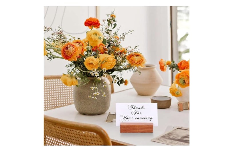 Ormango 5 PCS Wooden Place Card Holders & Table Number Stands | Photo & Business Card Display for Desk, Dining, Events, Restaurant, Home Parties - Image 5