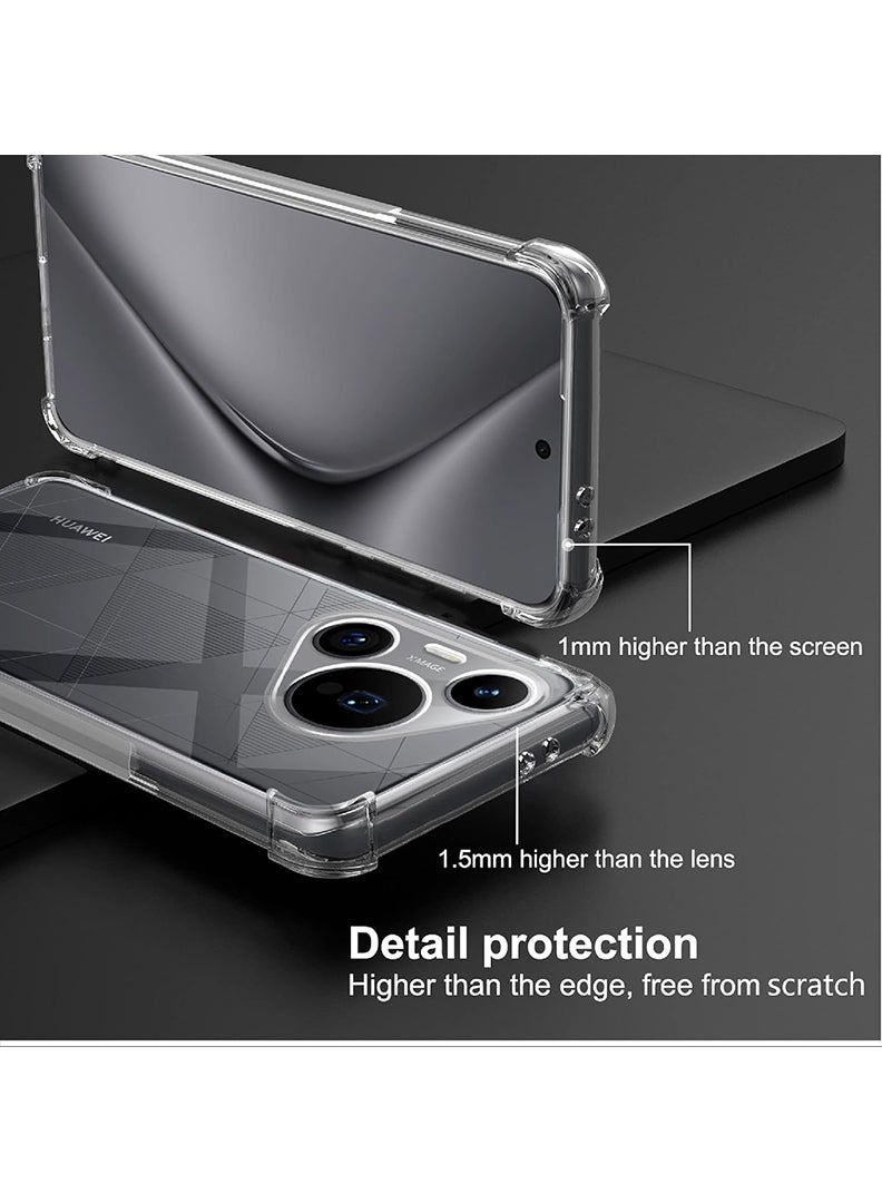 Theodor Huawei Pura 70 Pro Clear Case, Shock-Absorption TPU Cell Phone Cover with Reinforced Corners, Soft Flexible & Crystal Clear Protective Bumper Case - Image 2